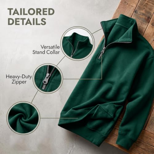 Fleece Sweatshirt Men Quarter Zip Fleece Lined 1/4 Zip Pullover Sweat Shirt - image 7