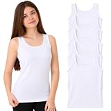 UNDEREA Unterhemd Mädchen ärmellos – 140 – Weiß – 100% Baumwolle – Tanktops