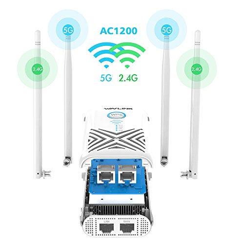 WAVLINK-AC1200-Dual-Band-WiFi-Gigabit-Range-Extender-Repetidor-WiFiModo-Punto-de-Acceso-Modo-Ap-Router-5GHz-867Mbps24GHz-300MbpsWPS-indicador-LED-4x5dBi-Alta-Gain-Antenas-Externas-Blanco