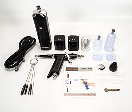 Cordless Airbrush Compressor set trigger type pistol grip, 2 Batteries