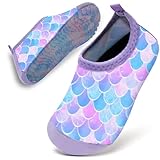 WateLves Badeschuhe Baby Kinder Wasserschuhe Schwimmschuhe Mädchen Strandschuhe Badesoken Kleinkind Aquaschuhe Barfuss Schuhe(Blaue Lila Meerjungfrau,16/17)