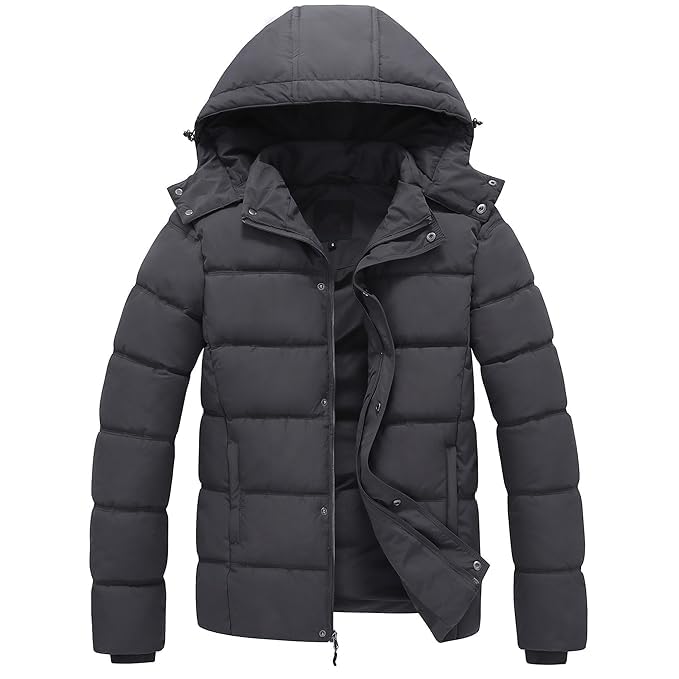 Image of Blaq Ash Men's Casual Puffer Jacket, Hooded