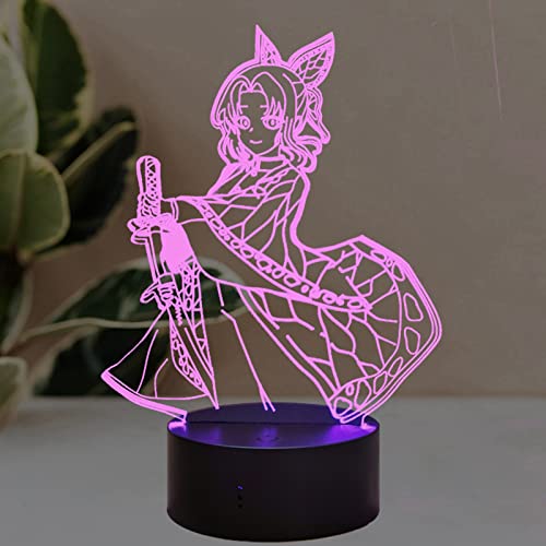 Lamcchim Kochou Shinobu anime 3D lámpara, anime figurita LED luz nocturna, 16 colores manga decoración dormitorio Touch control lámpara de noche, anime escritorio lámpara Manga regalo Cover