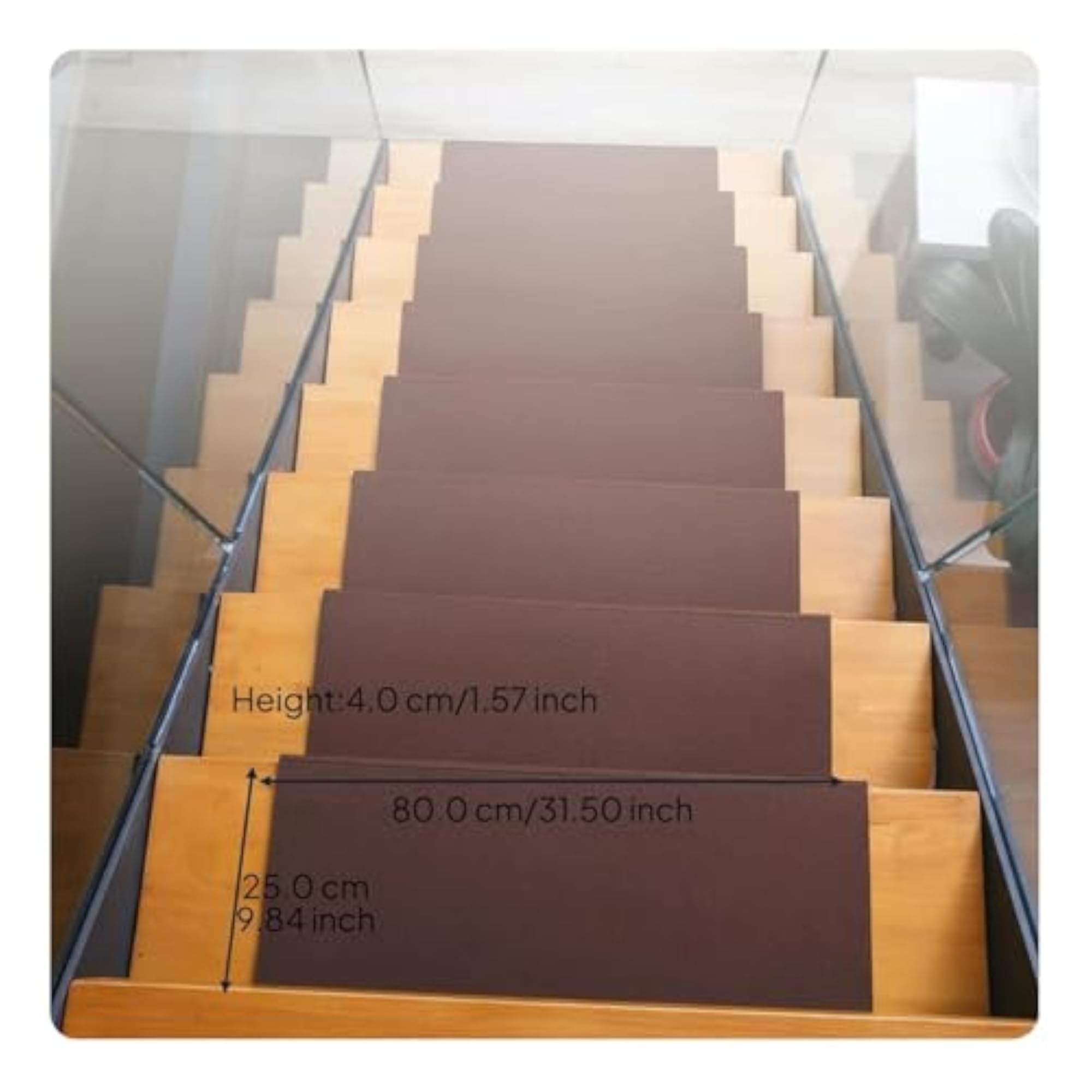 Non-Slip Automatic Carpet Stair Steps Soft Mat Coffee 25 * 80Cm