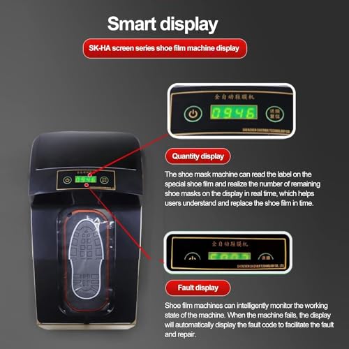 Automatyczny dozownik ochraniaczy na buty – maszyna LCD o wydajności 1000 sztuk, folia antypoślizgowa do użytku wewnątrz pomieszczeń, szybki wydruk (Grey)