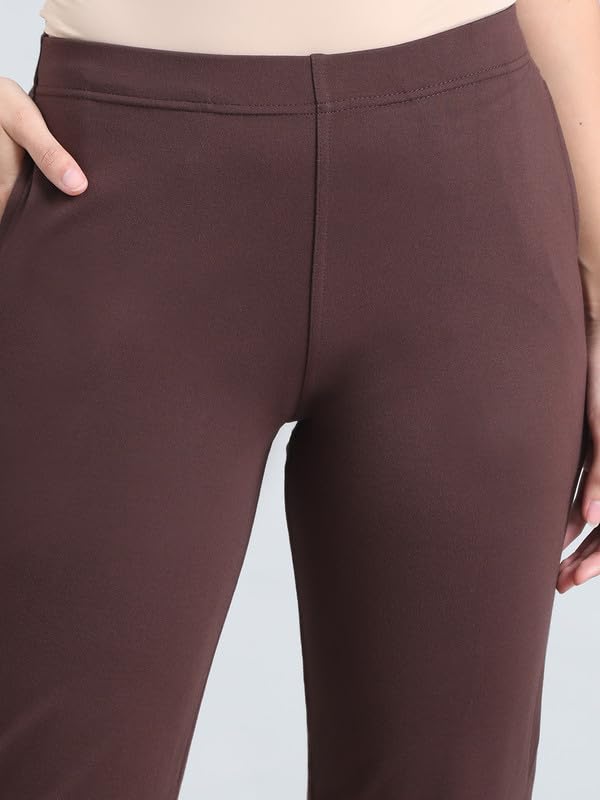 Image of GO COLORS Ponte Smart Kurti Pants Full Length for Women | Breathable, Mid Rise