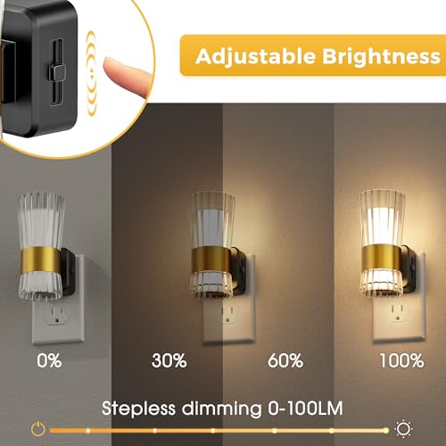Image of L LOHAS LED Night Light, Night Lights Plug into Wall, 3000K Soft Warm 0-100LM Adjustable Modern Night Lights,Automatic Nightlights Pulg in with Dusk to Dawn Sensor for Rooms Bathroom Hallway Decor