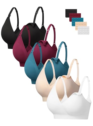 Image of HBselect Nursing Bras for Breastfeeding, Seamless V Neck Maternity Bra Wireless Women Pregnancy Postpartum Bra Sleep Bralette