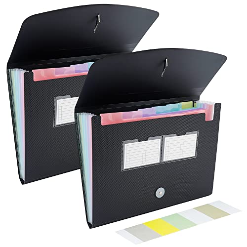 Maimis 2 Pcs Accordion File Organizer, 7 Pocket Expanding File Folder With Labels, A4 Letter Size Paper Document Storage Receipt Organizer Portable Accordian Filing Folder For Classroom, Home, Office #TOP5