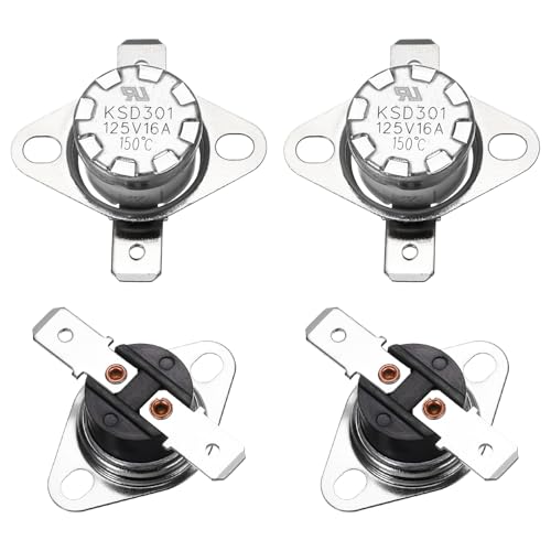 sourcing map 2pcs KSD301 Thermostat 150°C/302°F 16A Normally Closed N.C Adjust Snap Disc Temperature Switch for Microwaves,Oven,Coffee Maker,Bakelite Material