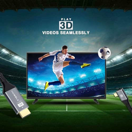 Image of HUMBLE SidePort Type C to HDMI Cable- 4K@60Hz Ultra HD, 2 Mtr Length, 18Gbps Speed, Durable Nylon Braided, Premium Connectors, Widely Compatible with TV, Laptop, Projector, MacBook, TypeC Smart Phones
