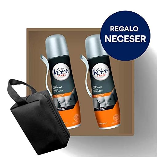 Veet for Men Crema Depilatoria para Hombre en Spray - Piel Normal - 2x 150 ml
