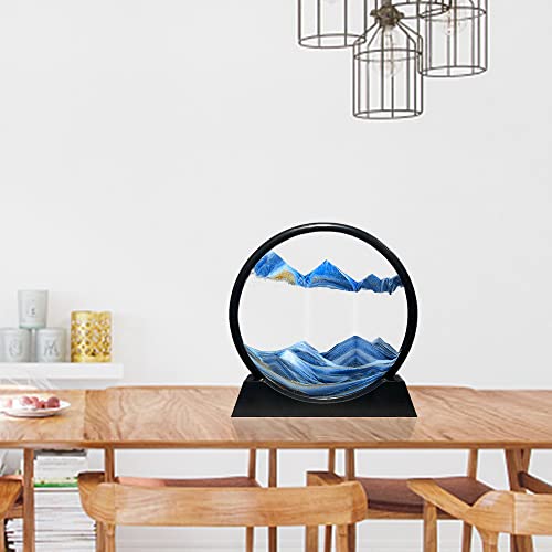 Muyan Moving Sand Art Picture Sandscapes In Motion Round Glass 3D Deep Sea Sand Art For Adult Kid Large Desktop Art Toys (Blue, 12 Inch) #TOP6