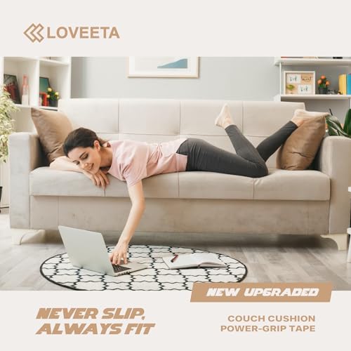 LOVEETA® 4.4\'\' × 16 Feet Power-Grip Couch Cushion Hook and Loop Tape, 2.0 PIB Heavy Duty Adhesive, Keep Couch Cushions from Sliding, Prevent Cushions from Sliding Outdoor, Mattresses, Carpets - Thumbnail 5