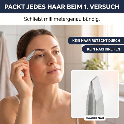 KLINGENHELD® Haargenaue Pinzette - greift jedes Haar beim 1. Versuch ohne durchrutschen - Pinzette Augenbrauen Zupfen handgeschliffen… – Ansicht 2