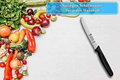 Foto von SMI 2-teiliges Frühstücksmesser Set Solingen Brötchenmesser Wellenschliff Tomatenmesser Küchenmesser Schwarz Made in Germany (2 Stück)