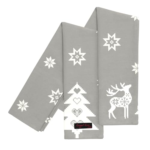 Ragged Rose Tracy Weihnachts-Geschirrtücher, Baumwolle, Silbergrau,...