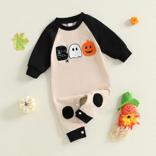 Ynibbim Baby Halloween Clothes Fall Romper Hey Pumpkin Embroidery Playsuits Newborn Boy Girl Jumpsuit Infant One Piece Outfit3