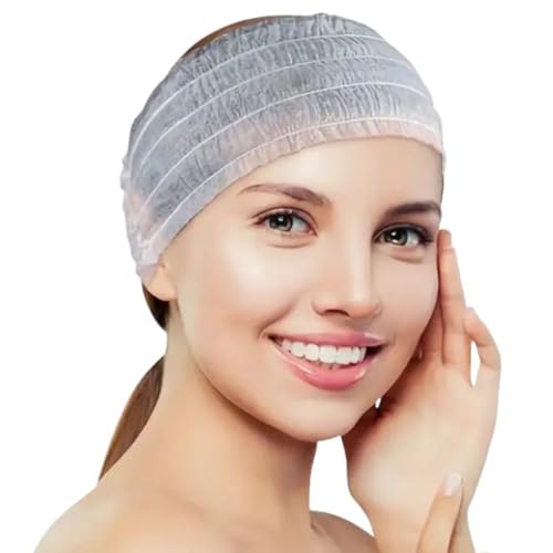 Fascia per capelli cosmetici, 100 pezzi, usa e getta in tessuto non tessuto, con elastico, morbida e traspirante, per la cura del viso, spa e studio, igienico e delicato sulla pelle