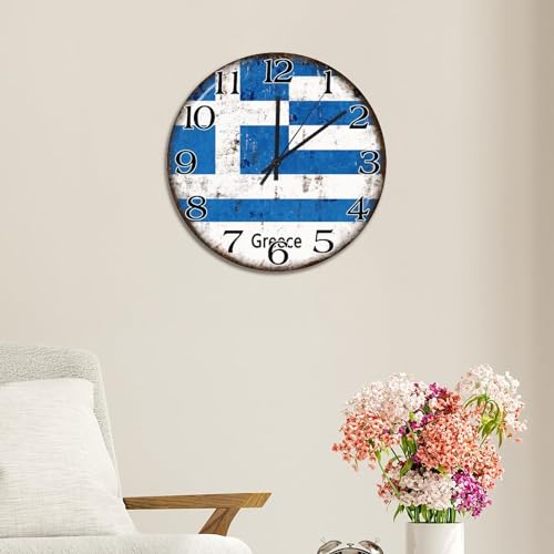 Horloge murale silencieuse drapeau de la Grèce mouvement sans tic-tac
