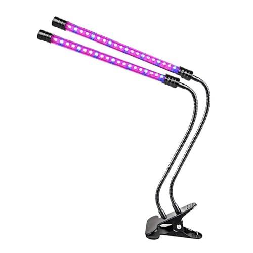 バラエティ本舗 植物育成ライトLED 育成ライト 観葉植物 多肉植物 10段階 調光 ライト クリップ式 2灯 日照不足解消 栽培 キット アーム自由調節 赤 青 紫 USB電源 防水IP44 タイマー機能 サイクル機能 植物 成長 植物育成 太陽光 植物用 室内栽培 屋内栽培 水耕栽培