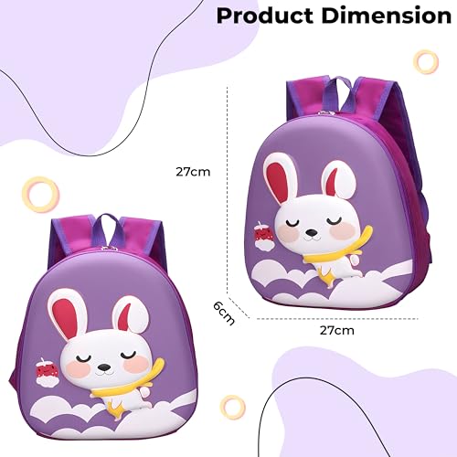 Image of Bembika School Bag The Perfect Children Backpack and School Bags for Kids Compact Stylish Backpack Fo Kids Kindergarten Backpack and Travel Backpack- (Rabbit|Purple)