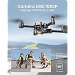 Holy Stone Drone HS440 avec caméra 1080P pour enfants, quadricoptère RC pliable avec 2 batteries 40 minutes Temps de vol long, transmission FPV Live, Tap Fly, commande vocale, capteur de gravité 8