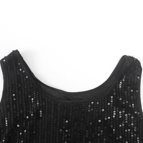 Image of Noomelfish Girls Sequin Tank Tops Sparkly Glitter Dance Sleeveless Shirt (5-12 Years)