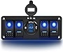 Nilight 4 Gang Rocker Switch Panel with USB Charger Voltmeter Waterproof 12V-24V DC Rocker Switch with QC3.0 Dual USB Charger and Night Glow Stickers for Cars Trucks Boats RV,2 Years Warranty