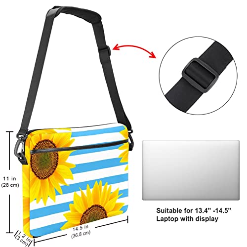 Sac à bandoulière pour ordinateur 13.3 pouces rayures bleues et blanches