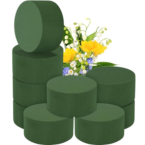 Hahood 9 Packs Round Floral Foam Blocks Green Wet Dry Flower Foam Bricks 3.15 Inch DIY Flower Arrangement Supplies Kit Florist Block for Aisle Flowers Wedding Party Decorations by Hahood - Used condition - US$8.90