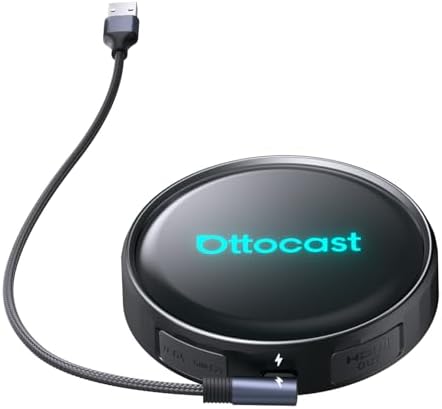 Ottocast P3 Pro OttoAibox Smart AI Car Box with Voice Assistant, Wireless CarPlay & Android Auto, HDMI Out, 5G WiFi Bluetooth 6, Cloud SIM, Split-Screen, Android 13 System