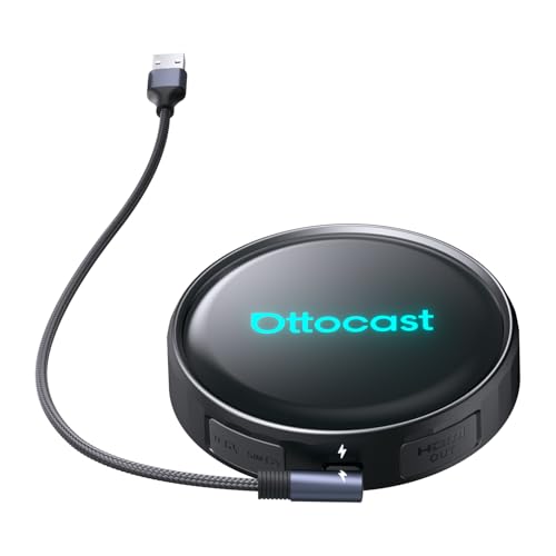 Ottocast P3 Pro OttoAibox Smart AI Car Box with Voice Assistant, Wireless CarPlay & Android Auto, HDMI Out, 5G WiFi Bluetooth 6, Cloud SIM, Split-Screen, Android 13 System