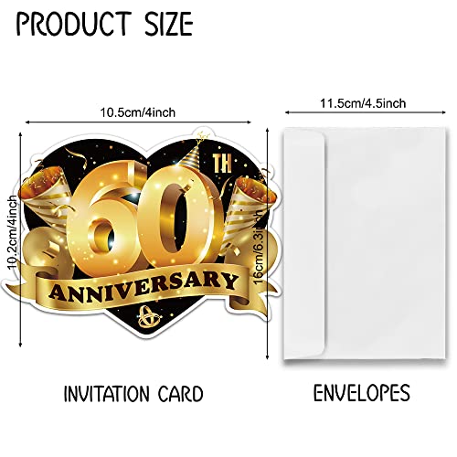 Zbbfscsb 15 Pack 60Th Anniversary Heart Shape Filled Invitations With Envelopes, 60Th Wedding Anniversary Party Invitation Card, 60Th Together Party Invitations #TOP2