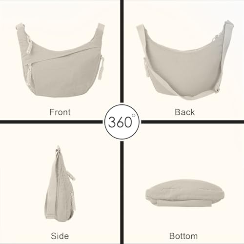 Image of Stvin Crossbody Travel Sling Bags for Women and Men, Crescent Shoulder Purse Bag with Zipper & Adjustable Strap, Half - Moon Shaped Waist Bag, Unisex Chest Bag - Nylon Fabric