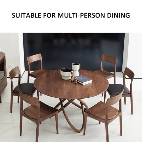 Wood-Dining-Room-Table-Round-Pedestal-Side-Accent-Table-Vintage-Kitchen-Table-Mid-Century-Modern-Farmhouse-Table-with-Solid-Wood-Leg-for-Small-Space-Walnut-wood-4724-L4724-W2953-H Wood Dining Room Table Round Pedestal Side Accent Table Vintage Kitchen Table Mid Century Modern Farmhouse Table with Solid Wood Leg for Small Space Walnut wood 4724 L4724 W2953 H