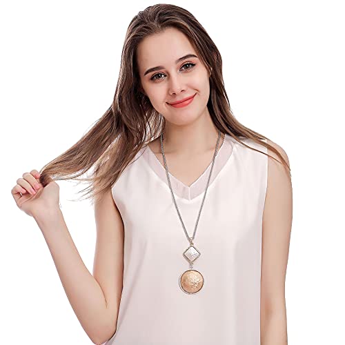 Chunky Chain long necklace with Silver pendant necklaces for women fashion jewelry3