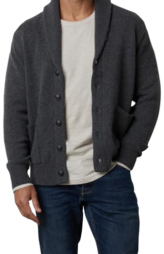 Velvet by Graham & Spencer Men's Thornton Long Sleeve Cardigan Sweater, Charcoal