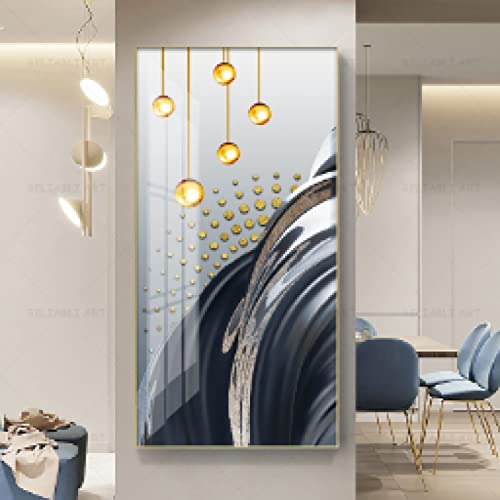Peinture feuille d'or de luxe géométrique abstraite, toile d'art mural premium 30x60cm