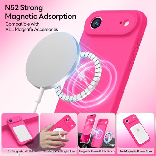 Image of LOVE 3000 Designed for iPhone Air Case, Premium Silicone [Compatible with Magsafe][Soft Anti-Scratch Microfiber Lining] Shockproof Protective Phone Case for Men Women 6.5 inch, Hot Pink