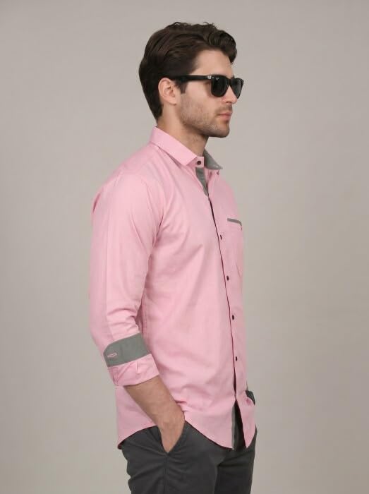 Image of Diverse Men's Cotton Blend Shirt with Pocket Design Spread Collar Full Sleeves Regular Fit and Standard Length | Comfortable Cotton Casual Shirt for Man