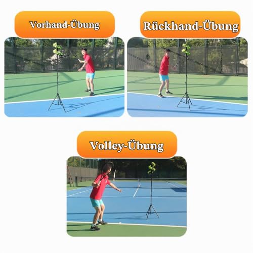 hzexun Tennismaschine Tennisball-Maschine Tennisbälle Ballmaschine Tragbarer Tennisball -Feeder 33 Bälle Solo Tennistrainer Zuhause/Gericht