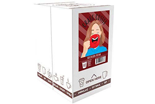 Crave Beverages Flavored Coffee Pods, Compatible with 2 K-Cup Brewers, Southern Pecan, 40 Count