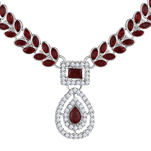 Image of Atasi International AD Diamond Kundan Style Silver Plated Crystals Necklace