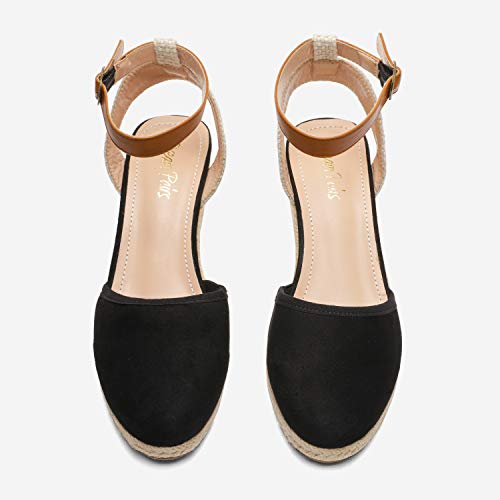 DREAM PAIRS Women's Ankle Strap Closed Toe Espadrille Wedge Heels Sandals4