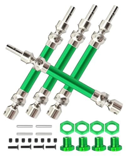 Rcarmumb Rc Drive Shaft CVD Upgrades for 1/8 Typhon 4x4 3s Blx,1/8 Typhon 550 Mega 4x4,4pcs Front Rear Axles Upgrades Part,Harden Metal Steel #45 Driveshaft Hop ups, (More Powerful) Green