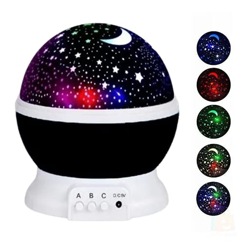Luminaria Abajur Globo Luz Quarto Criança Projeçao Giratorio Estrelas Festa Preto