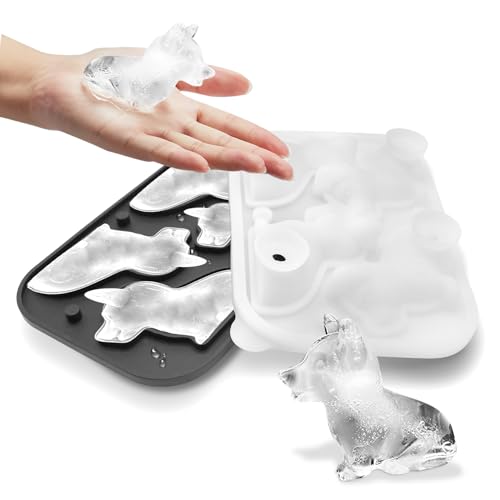 Molde para cubitos de hielo Corgi 3D de silicona con tapa miniatura 2