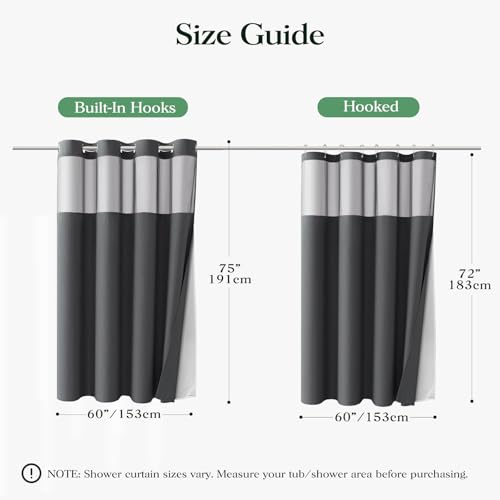 Dynamene Charcoal Grey Hook Free Waffle Shower Curtain & Snap Liner,60x75 by Dynamene - Used condition - Image 2