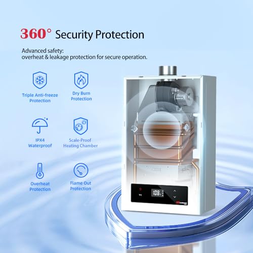 MIZUDO Natural Gas Tankless Water Heater Indoor, Max 4.0 GPM 90,000 BTU CSA Certified Constant Temp High Power On Demand Hot Water Heater, for Whole House or Apartment, Gen 2 - Thumbnail 7